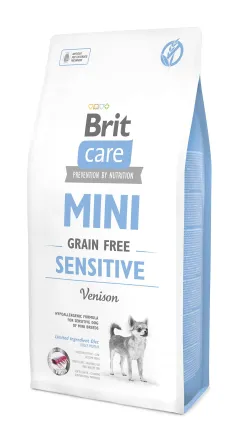 Сухий корм Brit Care GF Mini Sensitive для собак мініатюрних порід з чутливим травленням, з олениною, 7 кг