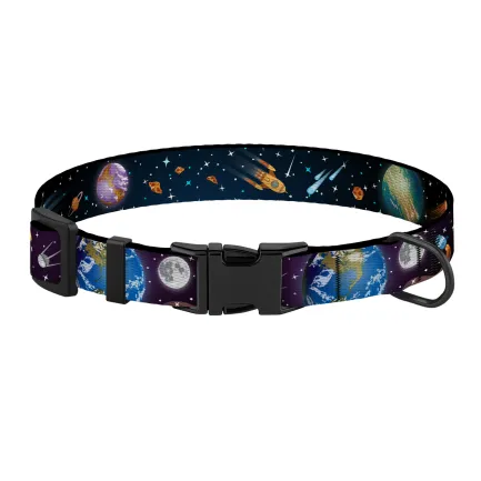 Нашийник для собак BronzeDog Urban Cosmos нейлоновий з металевою пряжкою Чорний XS