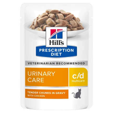 Hill’s Prescription Diet c/d Вологий корм для котів, догляд за сечовидільною системою, з куркою, пауч, 85 г