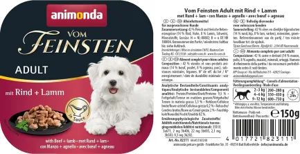 Корм вологий для собак Animonda Vom Feinsten delicious sauce Adult with Beef + lamb з яловичиною і ягнятиною, 150 г — Фото 1
