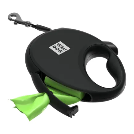 Повідець-рулетка для собак WAUDOG R-leash з контейнером для пакетів, світловідбивна стрічка, М, до 20 кг, 5 м, чорний — Фото 6