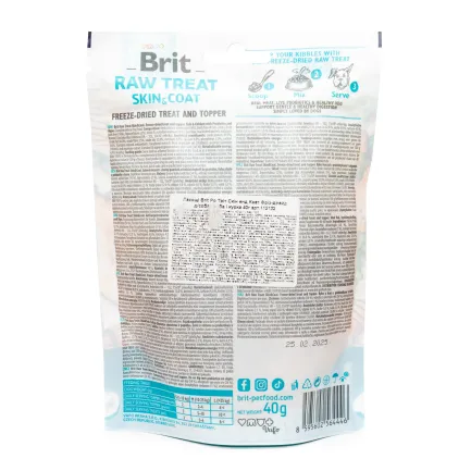 Ласощі для собак Brit Raw Treat freeze-dried Skin and Coat для шкіри та шерсті, риба і курка, 40 г — Фото 2