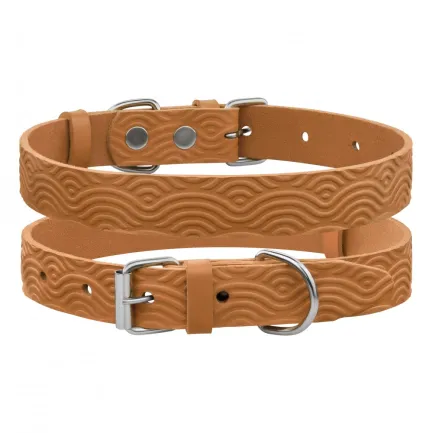 Нашийник для Собак Шкіряний BronzeDog Classic з тисненням Гірчичний XS
