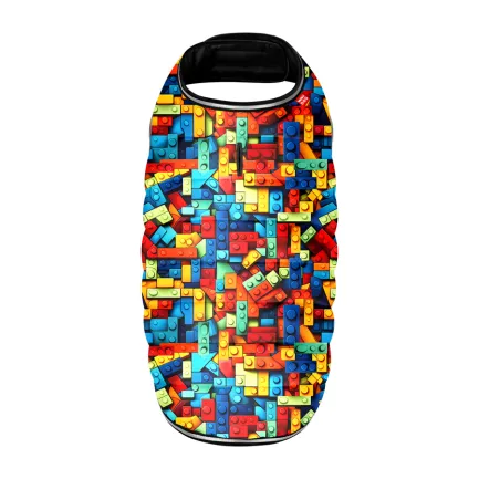 Курточка-накидка для собак WAUDOG Clothes, малюнок "Блоки", L, А 41 см, B 58-70 см, С 42-52 см — Фото 2