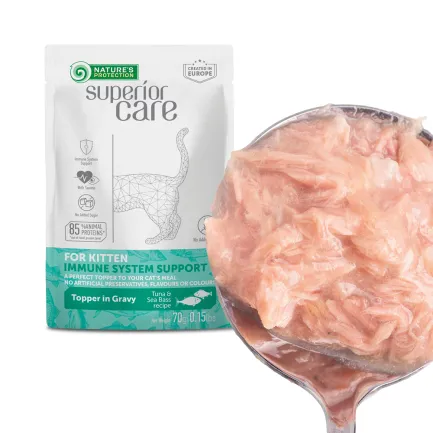 Nature's Protection Superior Care Kitten Immune System Support Tuna &amp; Sea Bass Вологий корм для кошенят для підтримки імунної системи з тунцем і морським окунем, 70 г — Фото 4