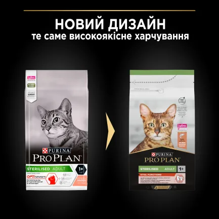 Сухий корм PRO PLAN Sterilised Adult 1+ Vital Functions для дорослих котів після стерилізації з лососем 1,5 кг — Фото 8