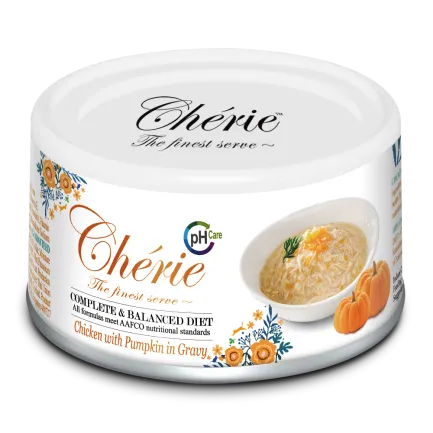 Cherie 80g Complete &amp; Balanced Chicken mix pumpkin in gravy (Urinary tract health) вологий корм для підтримки сечовивідних шляхів у котів зі шматочками курки та гарбуза в cоусі