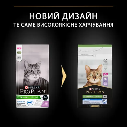 Сухий корм PRO PLAN Sterilised Senior 7+ Longevis для дорослих котів після стерилізації з індичкою 1,5 кг — Фото 8