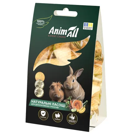 Ласощі для гризунів TM AnimAll, сушені яблуко та банан, 30г.