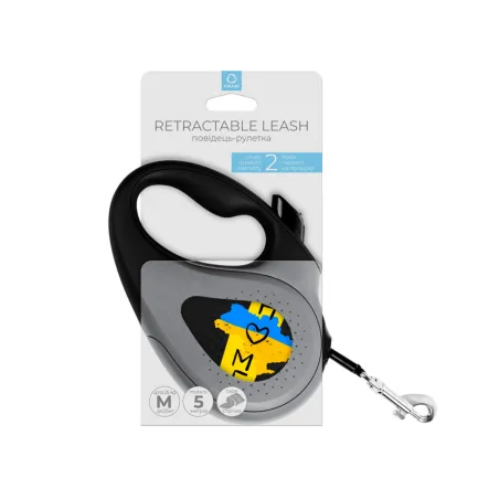 Повідець-рулетка для собак WAUDOG R-leash, малюнок "Дім", M, до 25 кг, 5 м, світловідбиваюча стрічка чорний — Фото 3