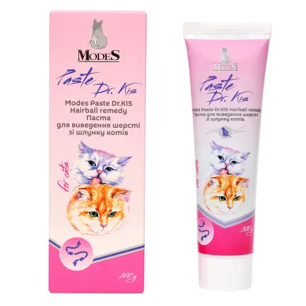 Паста Др. КІС Хеірболл (Paste Dr.KIS Hairball remedy) для виведення шерсті зі шлунку котів 100 г, MODES — Фото 1