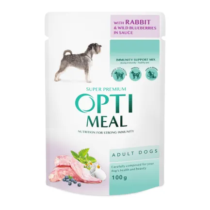 OPTIMEAL™. Конс. корм для дорослих собак з кроликом та чорницею у соусі, 0,1 кг