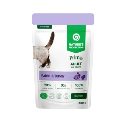 Nature's Protection Prime Sterilised Adult Cats Rabbit and Turkey Вологий корм для стерилізованих котів з кроликом і індичкою, 300 г