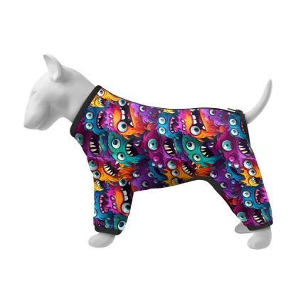 Вітровка для собак WAUDOG Clothes, малюнок "Зубасті монстри", S32, В 47-50 см, С 35-38 см