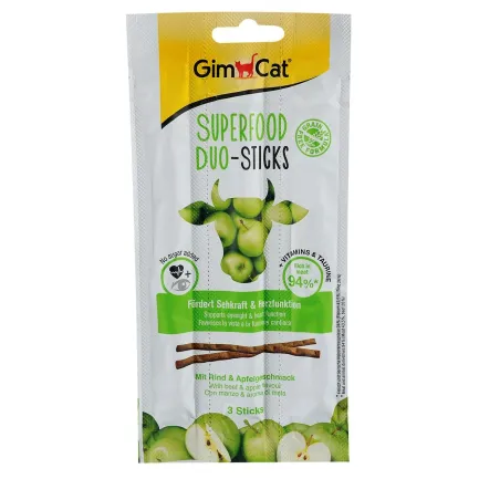 Ласощі GimCat Superfood Duo-Sticks для котів, яловичина та яблука, 3 шт