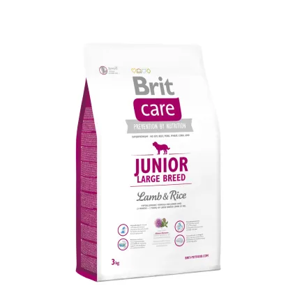 Сухий корм Brit Care Dog Junior Large Breed Lamb &amp; Rice для цуценят та молодих собак великих порід, 3 кг
