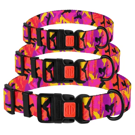 Нашийник для Собак BronzeDog Urban Camo Нейлоновий з Пластиковою Пряжкою Рожевий L — Фото 1