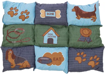 Матрац Trixie Patchwork для собак, з мікрофібри/поліестеру, з собачками, 80х55 см (блакитний/зелений) — Фото 1