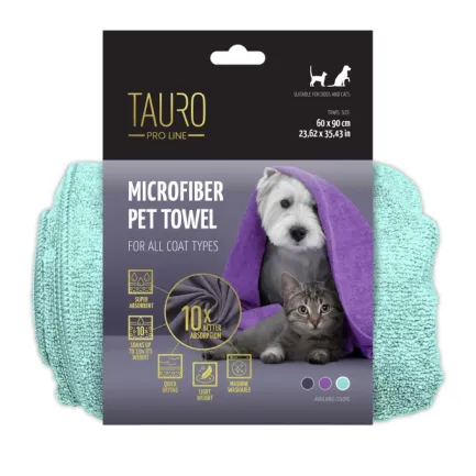 Tauro Pro Line Рушник з мікрофібри для домашніх тварин, м'ятний, 60x90 см