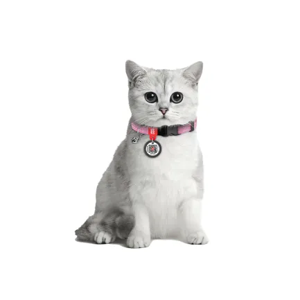 Нашийник для котів з відновленої бавовни WAUDOG Re-cotton з QR паспортом, світловідбиваючий, пластиковий фастекс, XS, Ш 10 мм, Дов 20-30 см, рожевий — Фото 3
