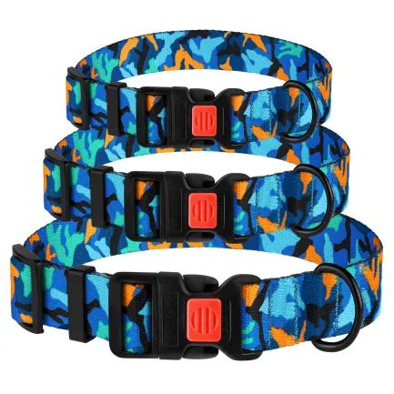 Нашийник для Собак BronzeDog Urban Camo Нейлоновий з Пластиковою Пряжкою Синій L — Фото 1