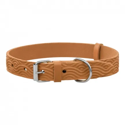Нашийник для Собак Шкіряний BronzeDog Classic з тисненням Гірчичний XS — Фото 1