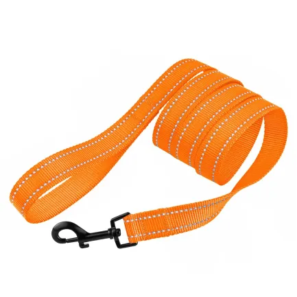 Повідець для Собак Bronzedog Active Нейлоновий зі Світловідбиттям Помаранчевий S — Фото 1