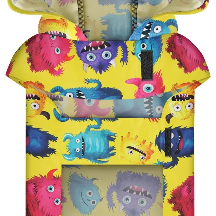 Дощовик-накидка з капюшоном для собак WAUDOG Clothes, малюнок "Мохнаті монстри", XL, А 55-61 см, B 68-80 см, С 42-52 см — Фото 3
