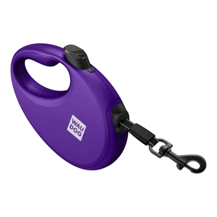 Повідець-рулетка для собак WAUDOG R-leash з контейнером для пакетів, світловідбивна стрічка, M, до 20 кг, 5 м, фіолетовий — Фото 5