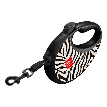 Повідець-рулетка для собак WAUDOG R-leash з контейнером для пакетів, малюнок &amp;quot;Зебра&amp;quot;, світловідбивна стрічка, S, до 12 кг, 3 м — Фото 3