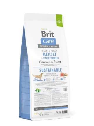 Сухий корм Brit Care Dog Sustainable Adult Large Breed для собак великих порід, з куркою та комахами, 12 кг — Фото 2