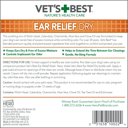 VET`S BEST Ear Relief Dry Засіб для догляду за вухами собак 118 мл — Фото 1