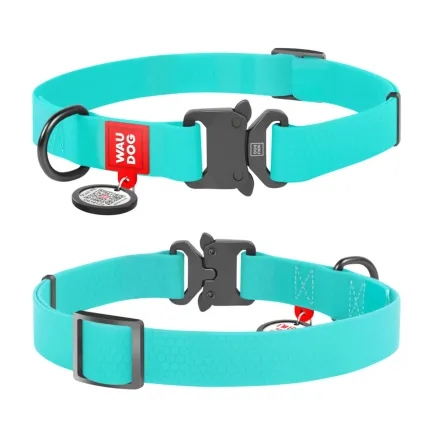 Нашийник для собак водостійкий WAUDOG Waterproof c QR паспортом, світонакоплювальний, металічна пряжка-фастекс, Ш 25 мм, Дов 34-49 см — Фото 6