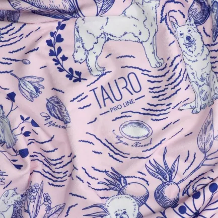 Tauro Pro Line Рушник з мікрофібри круглий рожевий з блакитними деталями та китицями, 150 х 150 см — Фото 1