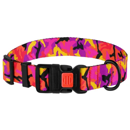 Нашийник для Собак BronzeDog Urban Camo Нейлоновий з Пластиковою Пряжкою Рожевий L — Фото 2