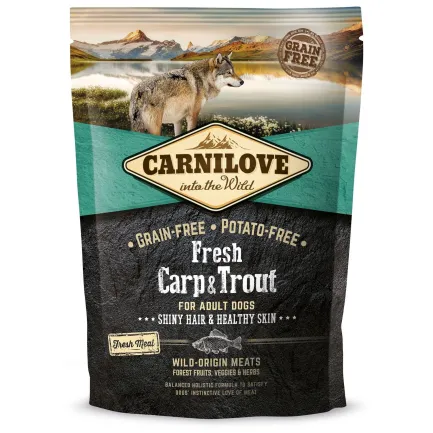 Сухий корм Carnilove Fresh Carp &amp; Trout для дорослих собак всіх порід, риба, 1,5 кг