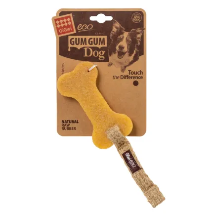 Іграшка для собак Гумова кістка мала GiGwi Gum Gum, екорезина, текстиль, 24 см — Фото 1