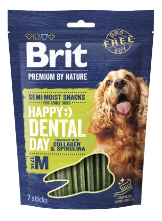 Ласощі для cобак середніх порід Brit Premium Dental Snacks M з колагеном і спіруліною 180 г