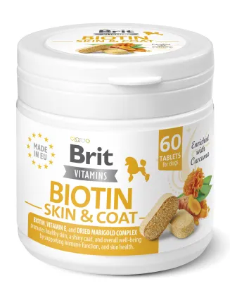 Вітаміни для собак Brit Vitamins Biotin Skin &amp; Coat Care для шкіри та шерсті 60 таблеток