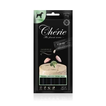 Cherie Healthy Living Creamy Treat Dog Chicken &amp; Broccoli Puree ласощі для собак з куркою, 12 гр х 4 шт