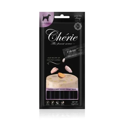 Cherie Healthy Living Creamy Treat Dog Chicken &amp; Sweet Potato Puree ласощі для собак з куркою, 12 гр х 4 шт