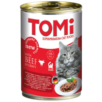 TOMi Beef ТОМІ ЯЛОВИЧИНА консерви для котів, вологий корм, банка 400г 0,4 кг