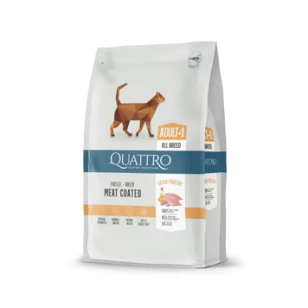 Quattro Cat Adult корм для дорослих котів від 1 року з м'ясом птиці 1,5 кг