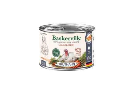 Baskerville ІНДИЧКА. Повнораціонний вологий корм класу холістик для цуценят та вагітних собак, 200 г