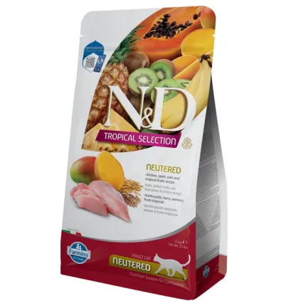 Сухий низькозерновий корм Farmina N&amp;D TROPICAL SELECTION для стерилізованих дорослих котів, курка з тропічними фруктами, 1,5 кг