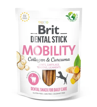 Ласощі для собак Brit Dental Stick Mobility для мобільності суглобів, колаген та куркума, 7 шт, 251 г