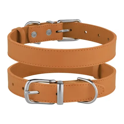 Нашийник для Собак Шкіряний BronzeDog Classic з Хромованою Фурнітурою Гірчичний 2XS