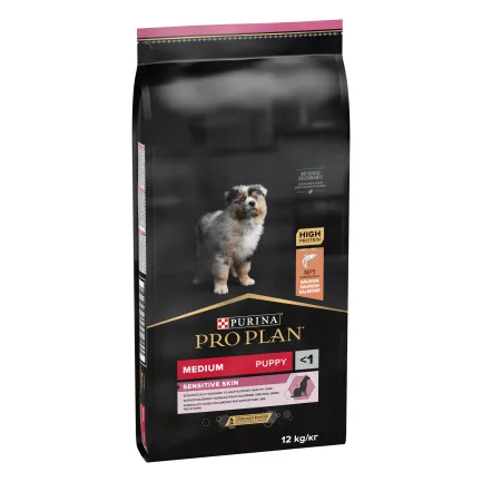 Сухий корм PRO PLAN Medium Puppy <1 Sensitive Skin для цуценят середніх порід з чутливою шкірою з лососем 12 кг — Фото 1