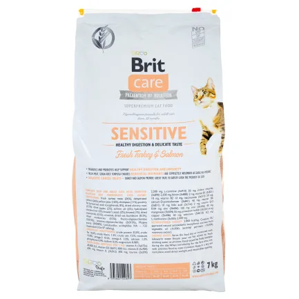 Сухий корм Brit Care Cat GF Sensitive HDigestion &amp; Delicate Taste для котів з чутливим травленням, індичка та лосось, 7 кг — Фото 2