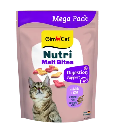 Вітаміни GimCat NUTRI MALT BITES для дорослих котів для виведення грудок шерсті з мальтом 425г — Фото 1